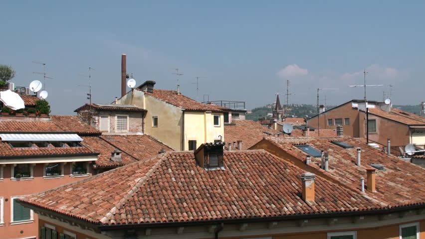 VERONA, ITALY - MAY 10: View on the streets of Verona from the arena. The city is known for its Roman heritage, especially the amphitheatre that dates from 30 AD.