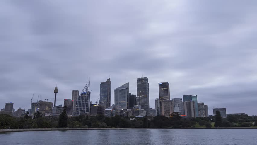 Motion time lapse of Sydney city Australia Day to night