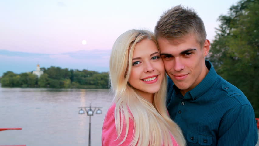 young couple on an evening promenade.
