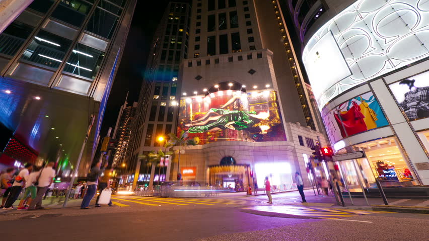 HONG KONG - SEPTEMBER 4: Time lapse of street traffic in Hong Kong at night on September 4, 2012.