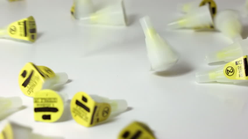 Needle are showered on a surface