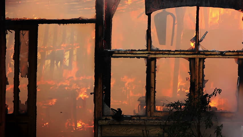 fire in wooden house