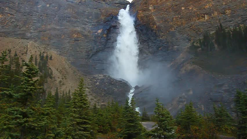 Takakkaw Falls plummets down the cliffs of Yoho National Park in Canada