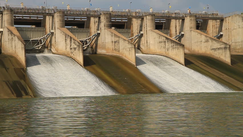 Release of water at a PASAK Dam wall. in Thailand
