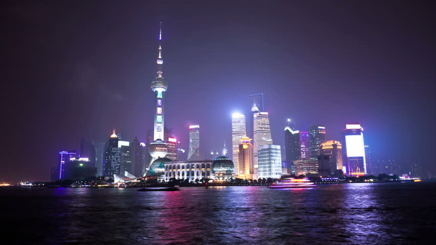 night scene of shanghai,time lapse