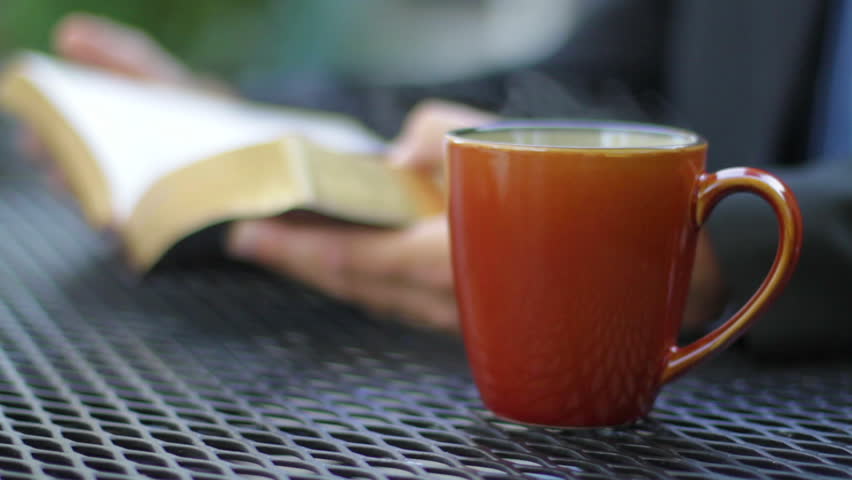 Reading Bible - Drinking Coffee