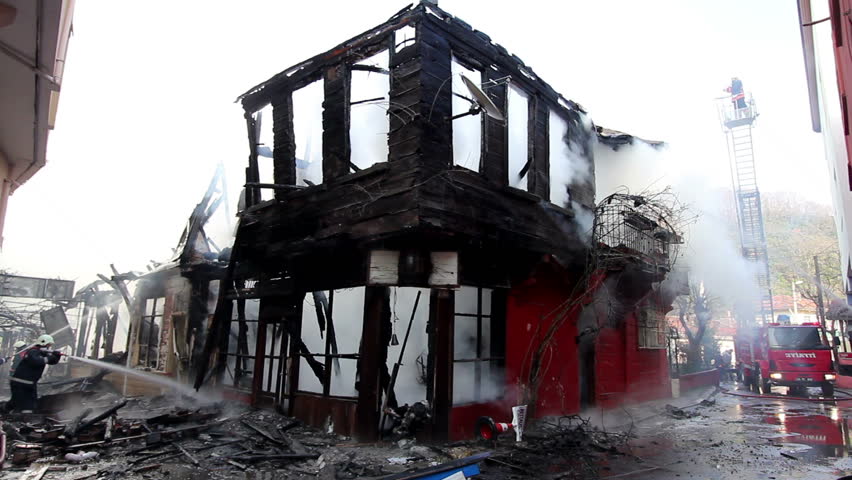 fire in wooden house