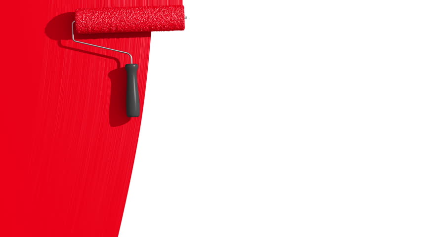 Roller Painting Red color. Useful for Transitions. Loopable. Alpha mask. HD 1080. 