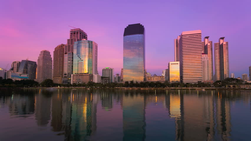 Timelapse - Bangkok City Skyline at Sunset