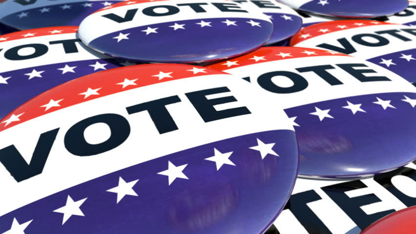 Falling pins with vote text on them