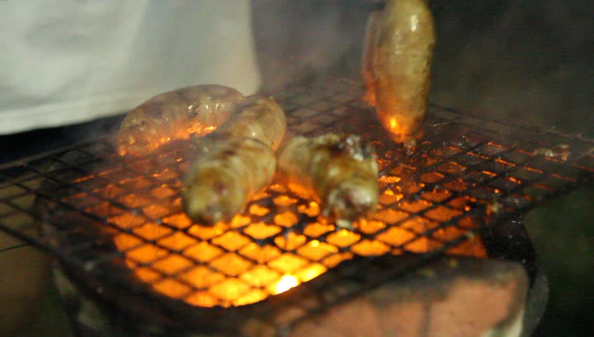 Sausages roasting 