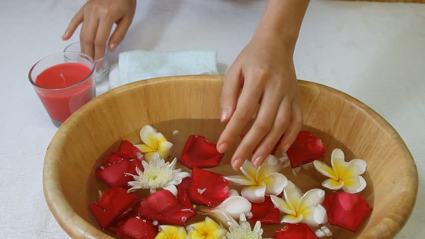Woman's hand with cream after  spa 