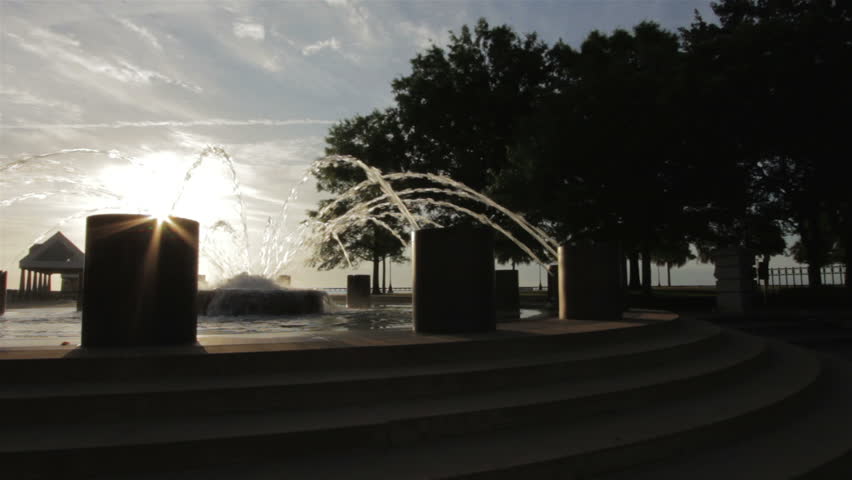 Water fountain on boardwalk in Charleston, Sc.