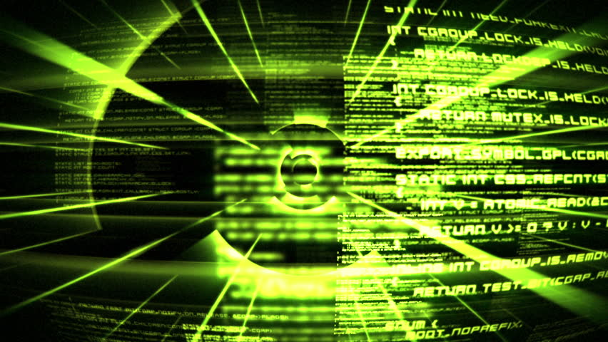Green text and circles unfold against a black background