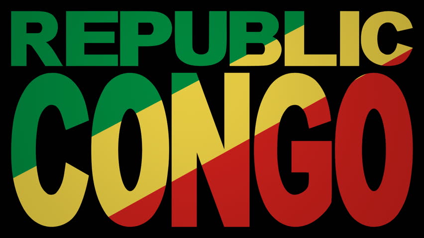 Republic of Congo text with fluttering flag animation