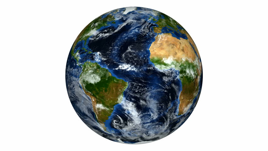 Loopable Earth without extra lights or shadows, rotate on white background.  Seamless loop. HD NTSC PAL Earth imagery by courtesy of NASA (http://visibleearth.nasa.gov/)