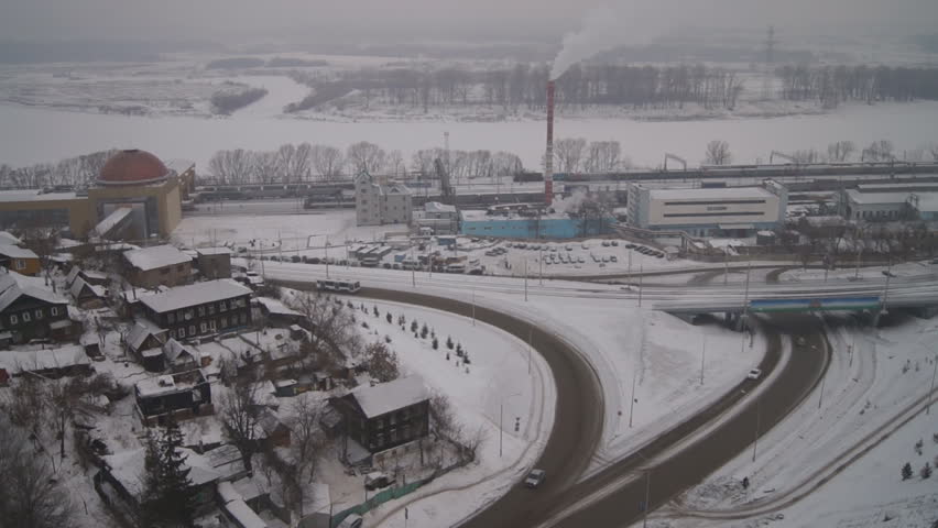 Winter construction. With the boom of a crane. construction site