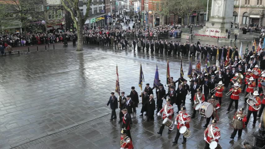 PRESTON, UK - NOVEMBER 11: Members of the UK armed forces, past and present, and noted local dignitaries take part in the Remembrance Day march, Preston, UK. 11th November 2012 