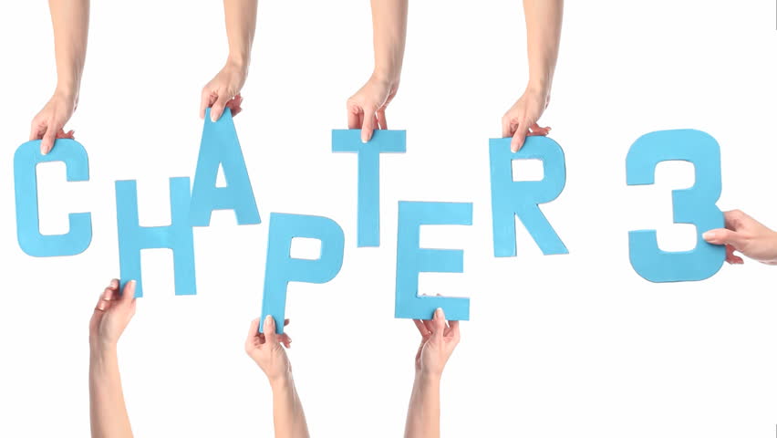 Female hands holding letters CHAPTER 3