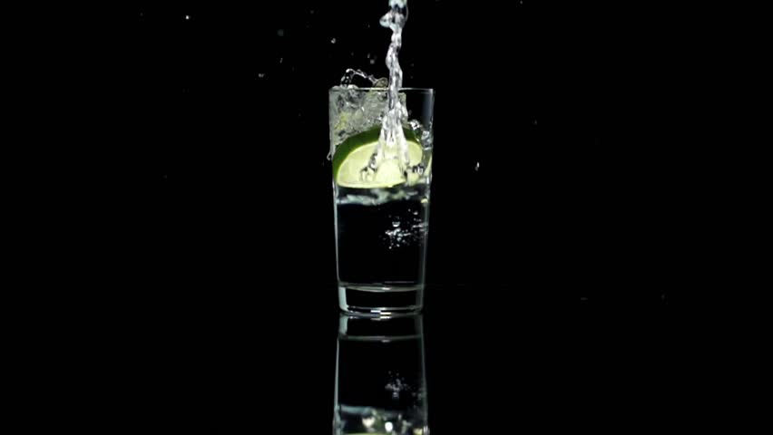Water Drink splashing fresh drops lemon fruit slice