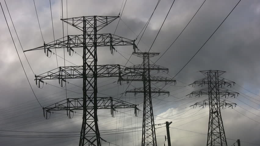 Electrical pylons. Realtime shot with fixed tripod.