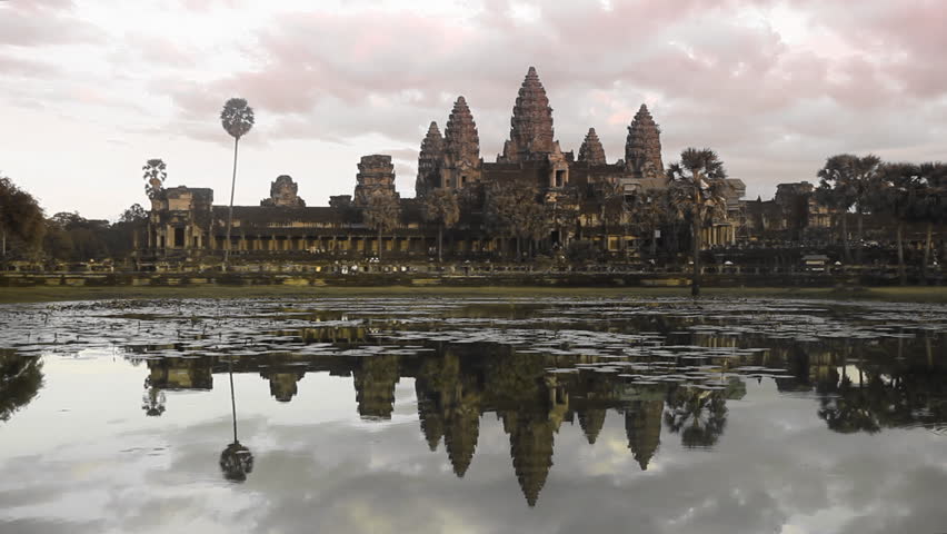 Sunset at Angkor Wat temple in Cambodia November 20 2012