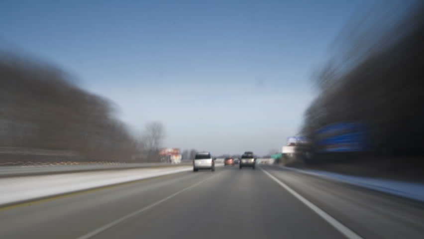 timelapse drive on highway with a trash hauling truck