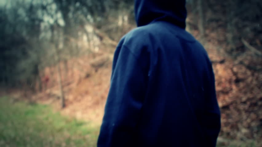 A masked killer stalks his victims on a wintery forest trail.