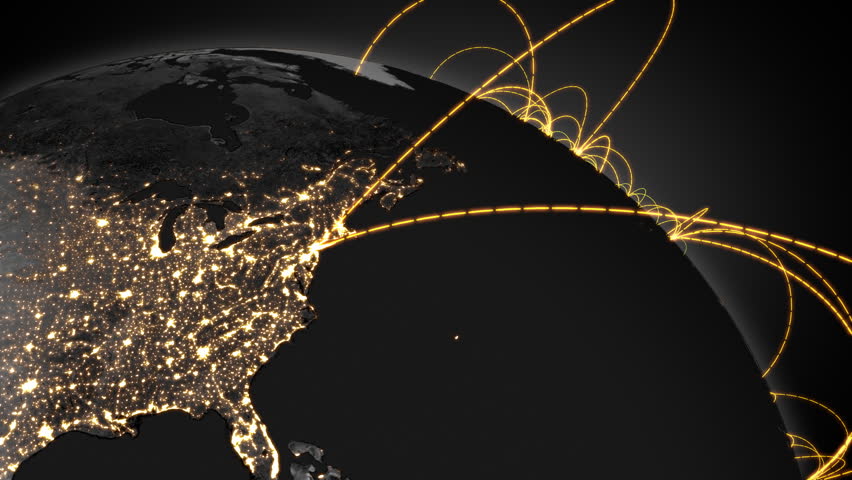 Growing connections over the earth. A worldwide network expanding over the world. Loops seamlessly.