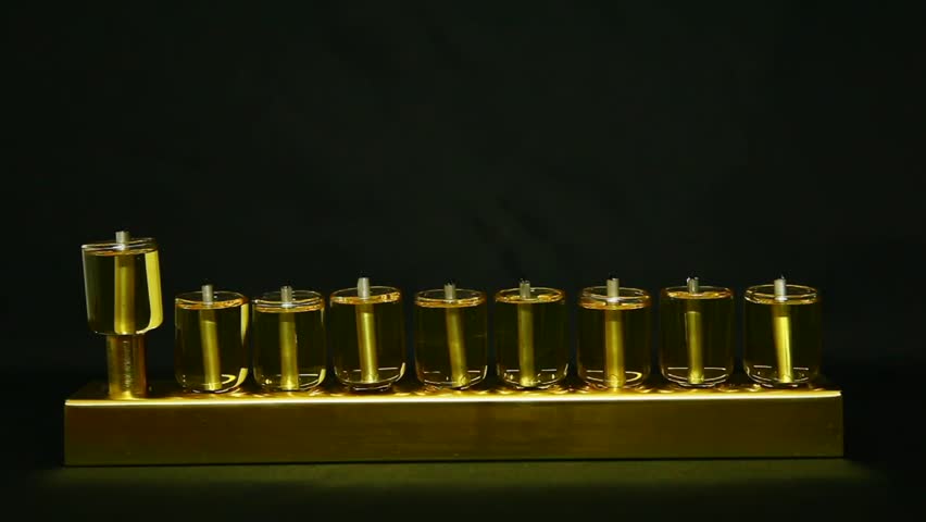 Lit at once -Hanukia made of olive oil lanterns