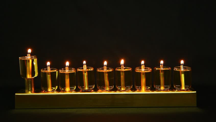 Hanukia made of olive oil lanterns in the wind