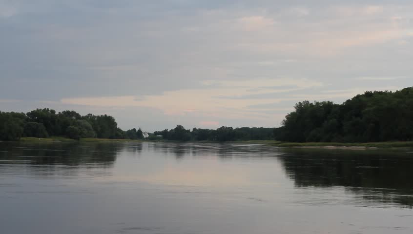 Evening sky over the Elbe river in Saxony-Anhalt / Germany, in summer