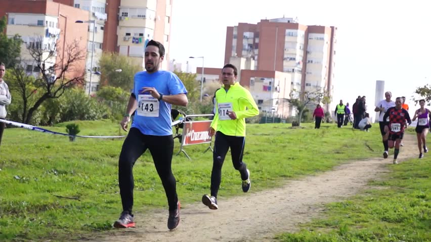 HUELVA, ANDALUSIA, SPAIN - DECEMBER 8: Celebrations the first Cross in Moret Park with the participation of over 200 athletes over a distance of 7 km on December 8, 2012 in Huelva, Spain