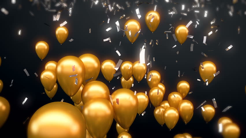 Happy Anniversary Animation With Confetti And Balloons