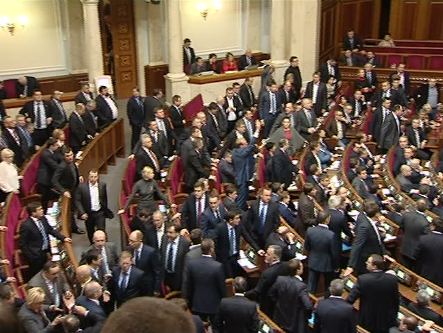 KIEV - DEC 16: A fist fight breaks out in the Ukrainian parliament while choosing a new speaker on Dec 16, 2012. The fighting reflects tensions between the Ukrainian-speaking West and the Russian-speaking East.