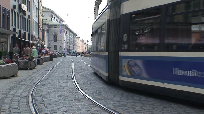 MUNICH, GERMANY - CIRCA 2011: Tram in Munich city center.
