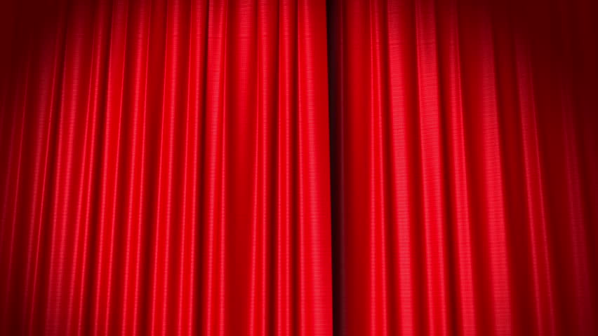 Opening and closing red curtain, 3d animation