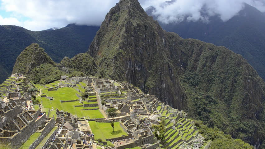 Machu Picchu Peru the famous ruins of the Incas with mountains and peaks from above South America