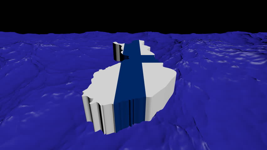 Finland map flag in abstract ocean animation
