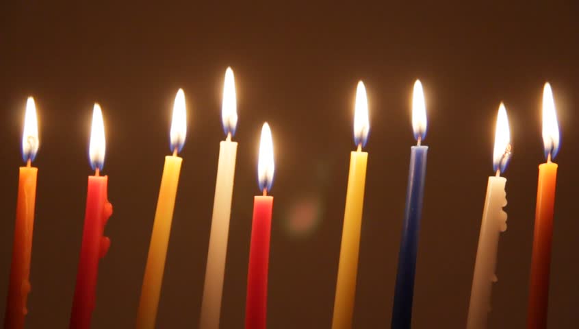 Brightly Lit Hanukkah Candles 