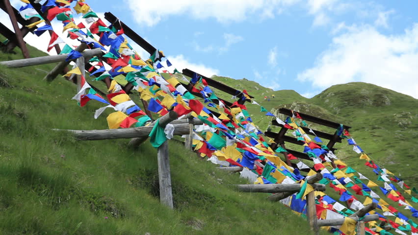 Tibetan prayer flags. Fast motion cloud movement.
Fast motion 1080p 60fps so you can decrease to normal speed.
21 sec.