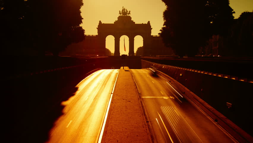 highway with monument in Brussels