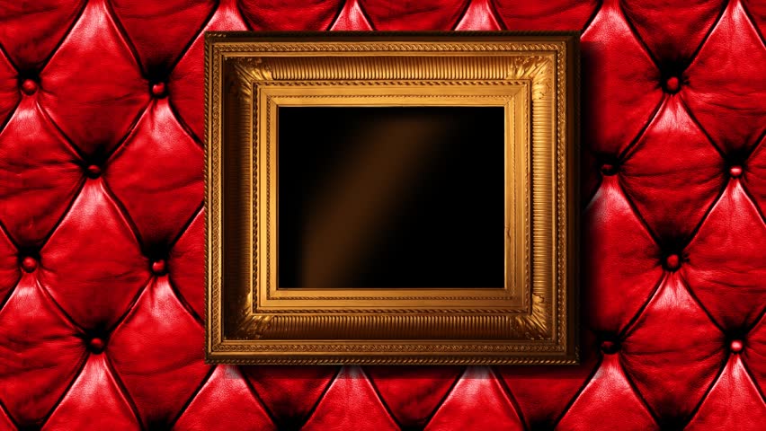 Picture frame with stitched red leather