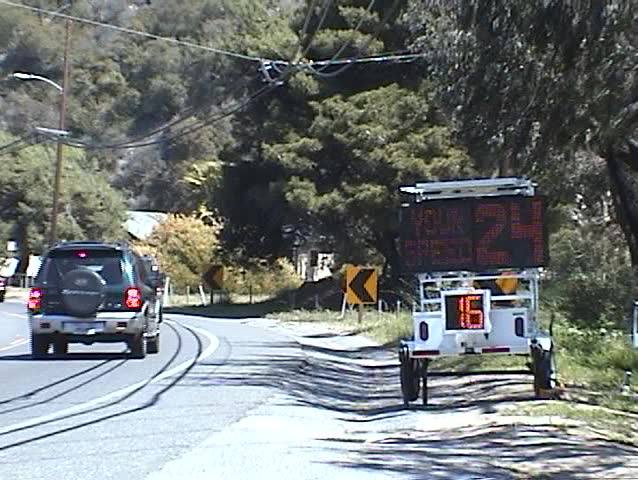 an electronic Speed detector displays a nice message and your travel speed