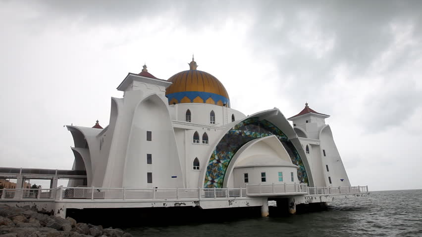 MALACCA, MALASIA - CIRCA 2012: Selat Mosque in Malacca island Malaysia also known as Malacca Straits mosque.