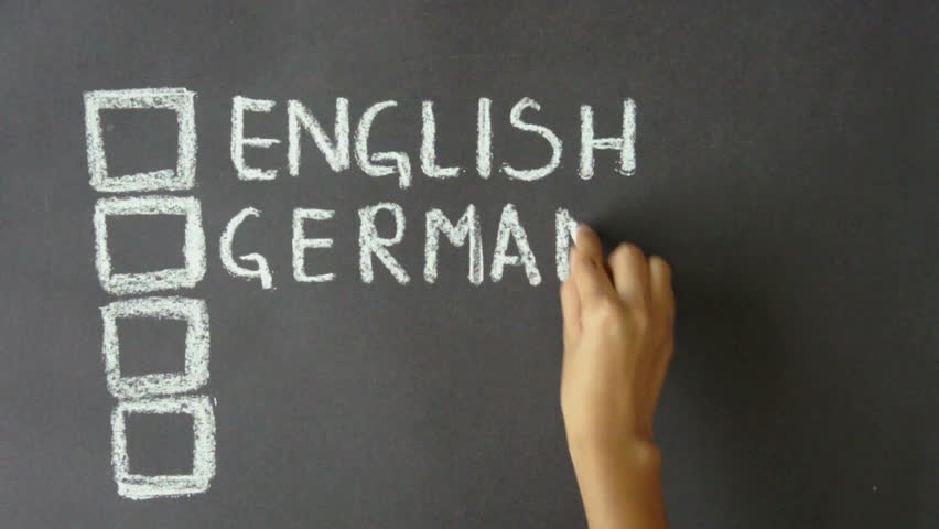 English, German, Spanish, French Chalk Drawing