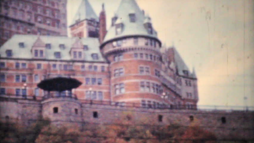 A shot of the infamous Frontenac Hotel in Quebec City on the Saint Lawrence Seaway in 1958.