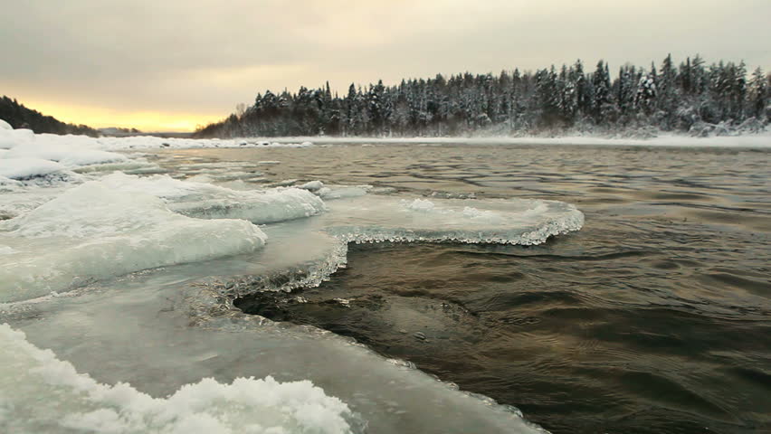 winter scenic of the River in the Altai Mountains of Siberia