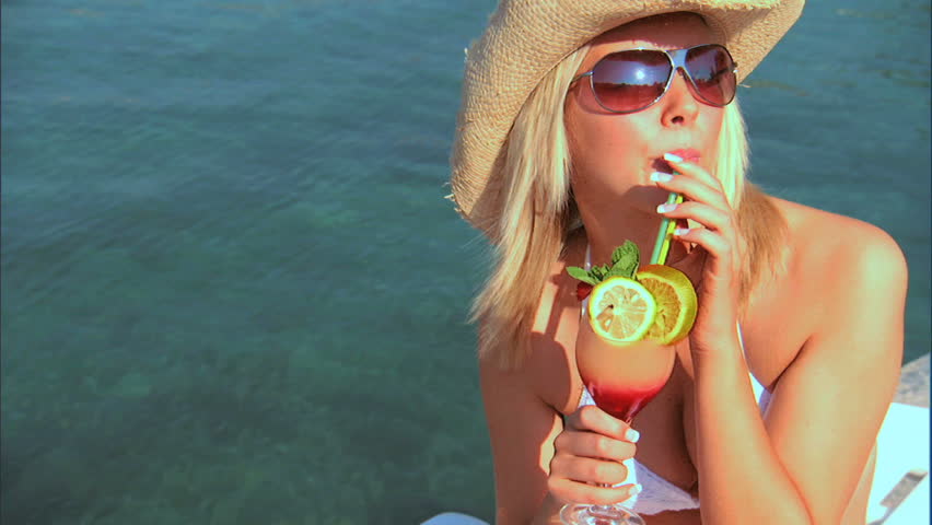 Beautiful blonde girl enjoying the mediterranean lifestyle