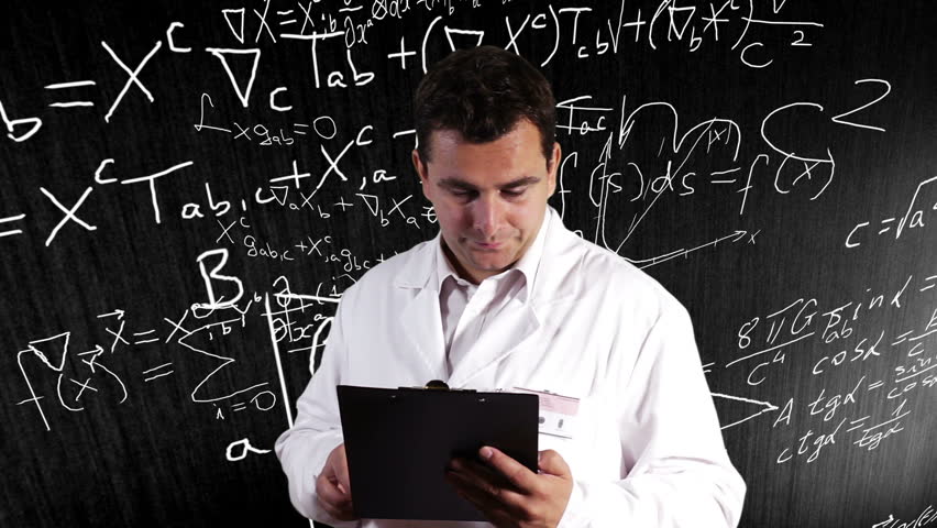 Scientist Checking Documents Scientific Mathematics Background
